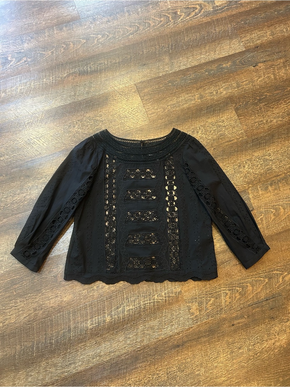 White House Black Market Black Lace Inset Top 4